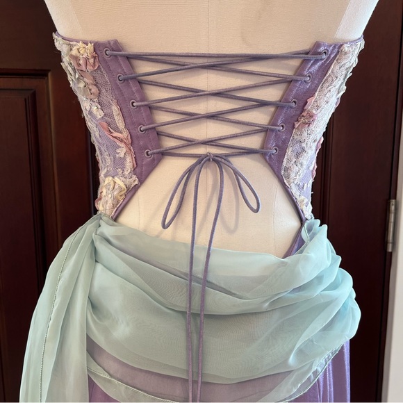 Nicole Miller Strapless Embroidered Embellished Lace Corset Mermaid Maxi Dress 6 - Picture 3 of 15